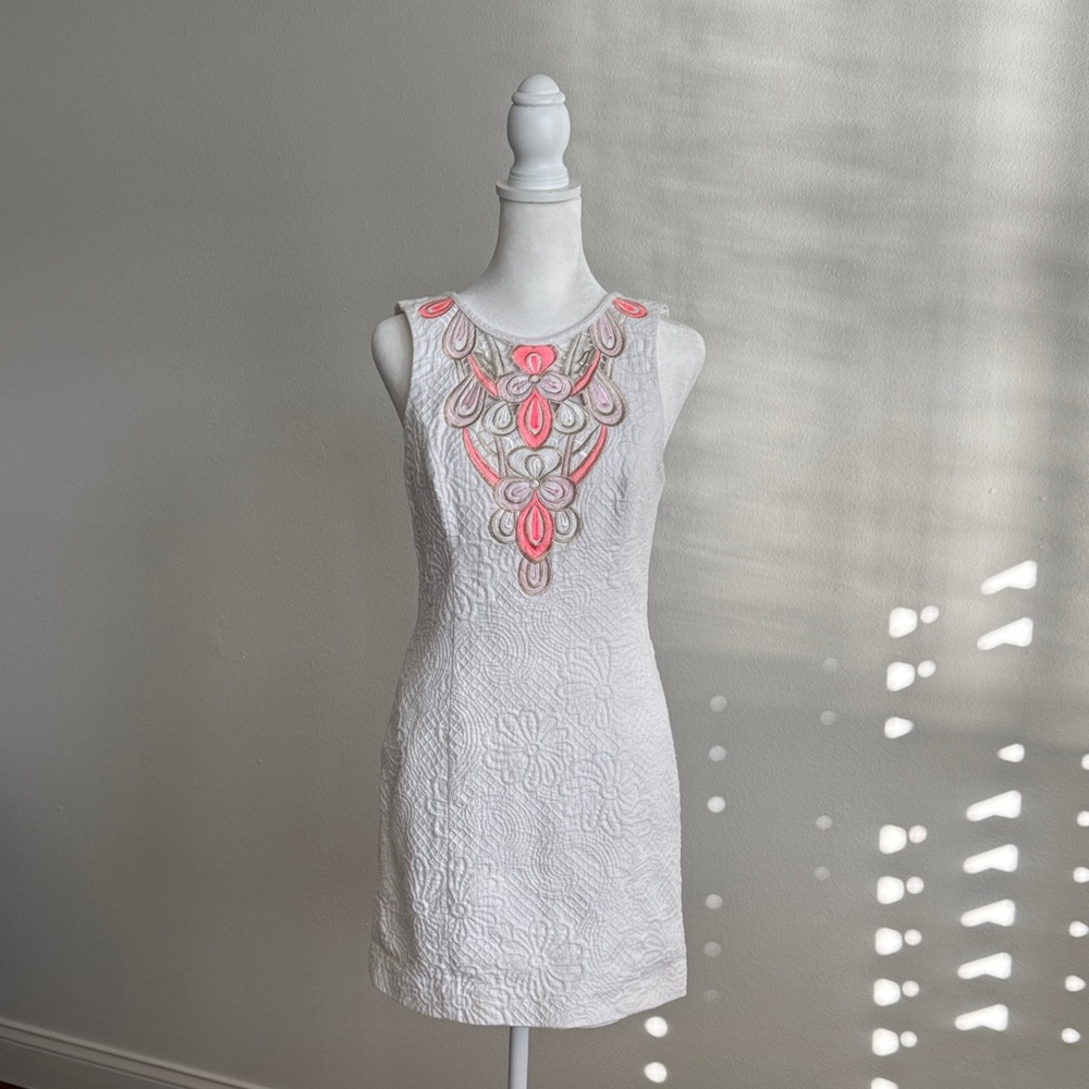 Lilly Pulitzer White Dress with Pink Embroidery - Picture 1 of 14